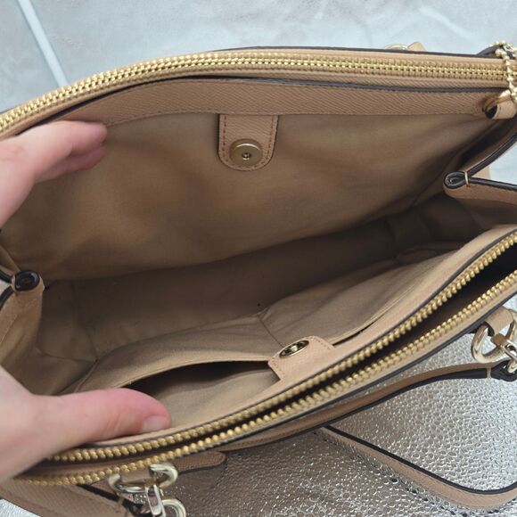 Coach Small Christie Carryall Crossgrain Leather F57520 Beechwood Tan